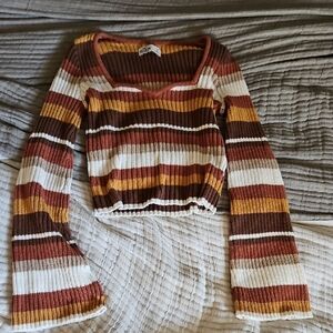 Hollister Multicolor Striped Cropped Sweater S